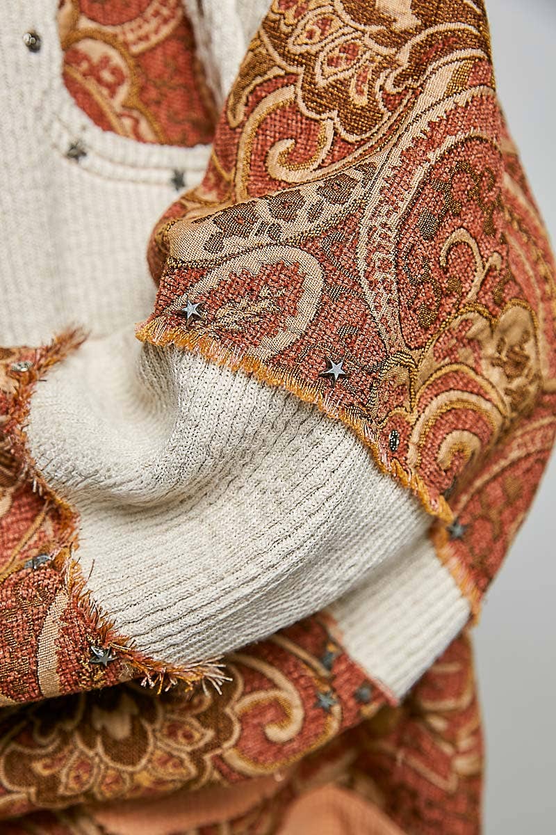 Jacquard Stud Detail Knit Jacket