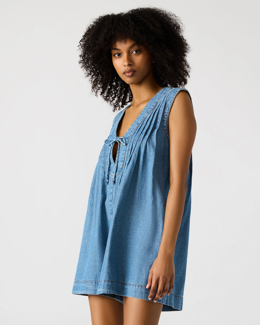 STEVE MADDEN MOON SHADOW DENIM ROMPER