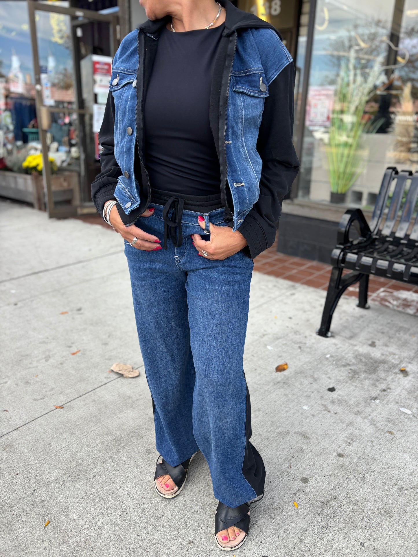 TRACTR JEANS DENIM FRENCH TERRY COMBO JOGGERS