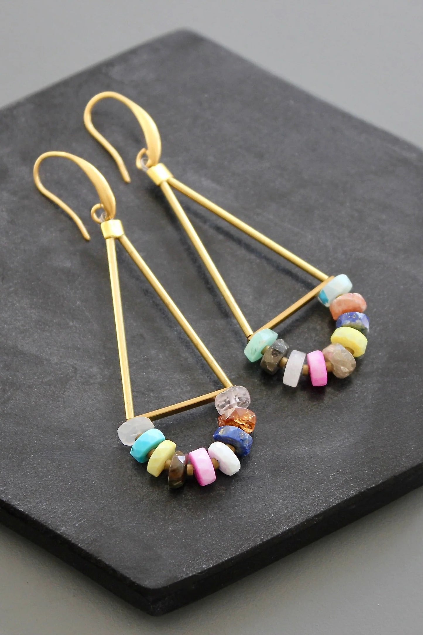 DAVID AUBREY STONE GEOMETRIC EARRINGS