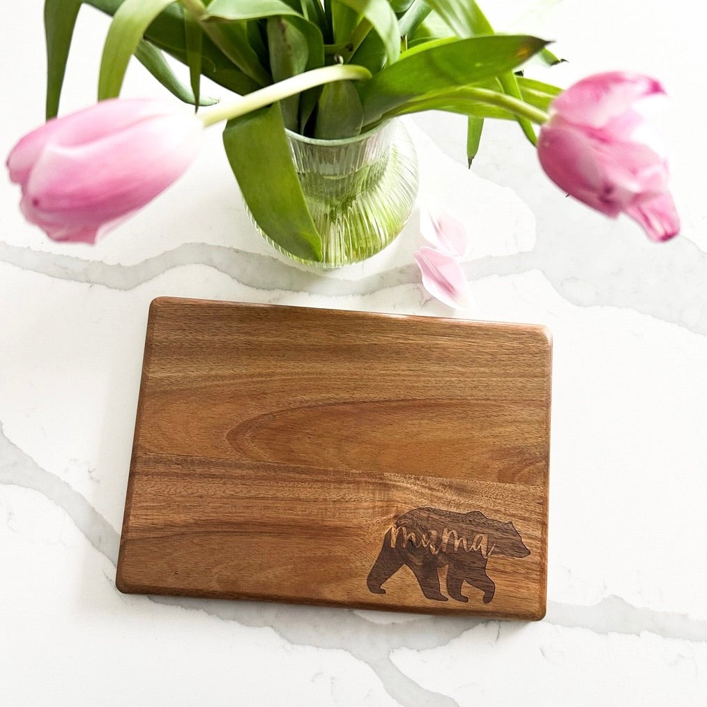 MAMA BEAR ENGRAVED CUTTING BOARD