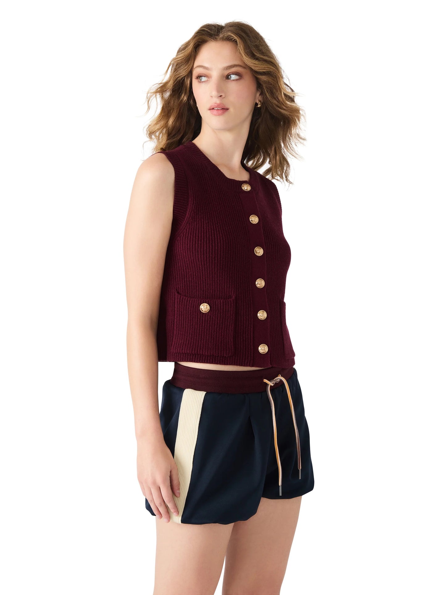 STEVE MADDEN ALIYA BUTTON UP SWEATER VEST