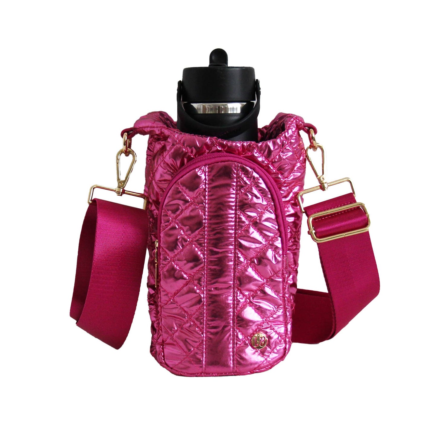 Drink Carrier Crossbody Bag Cup Holder Pink Fuchsia