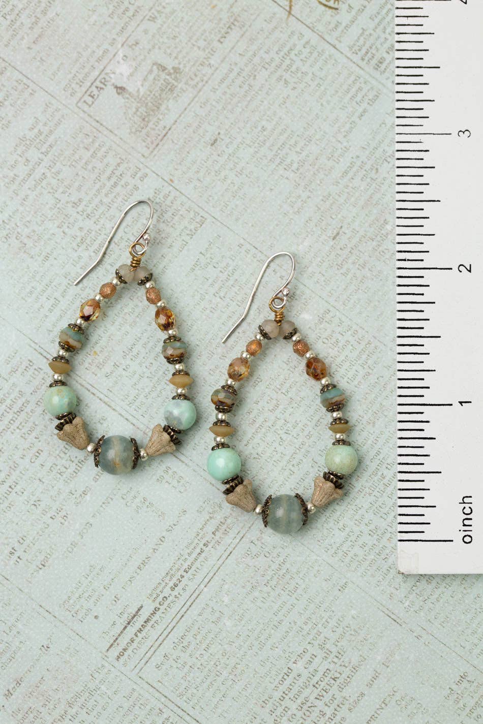 Wisdom Within Caribbean Calcite, Faceted Czech Glass, Blue Calcite Hoop Earrings