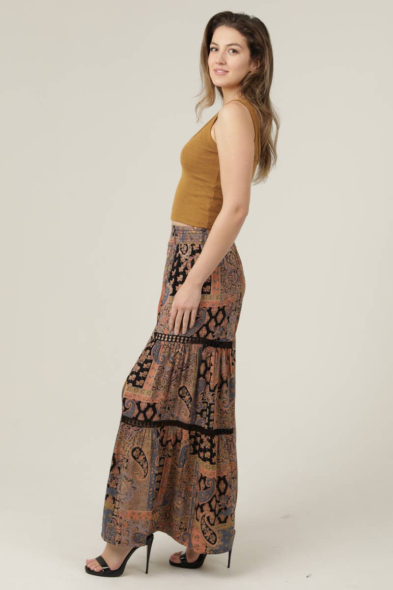 WIDE LEG PANTS WITH LACE INSERTS