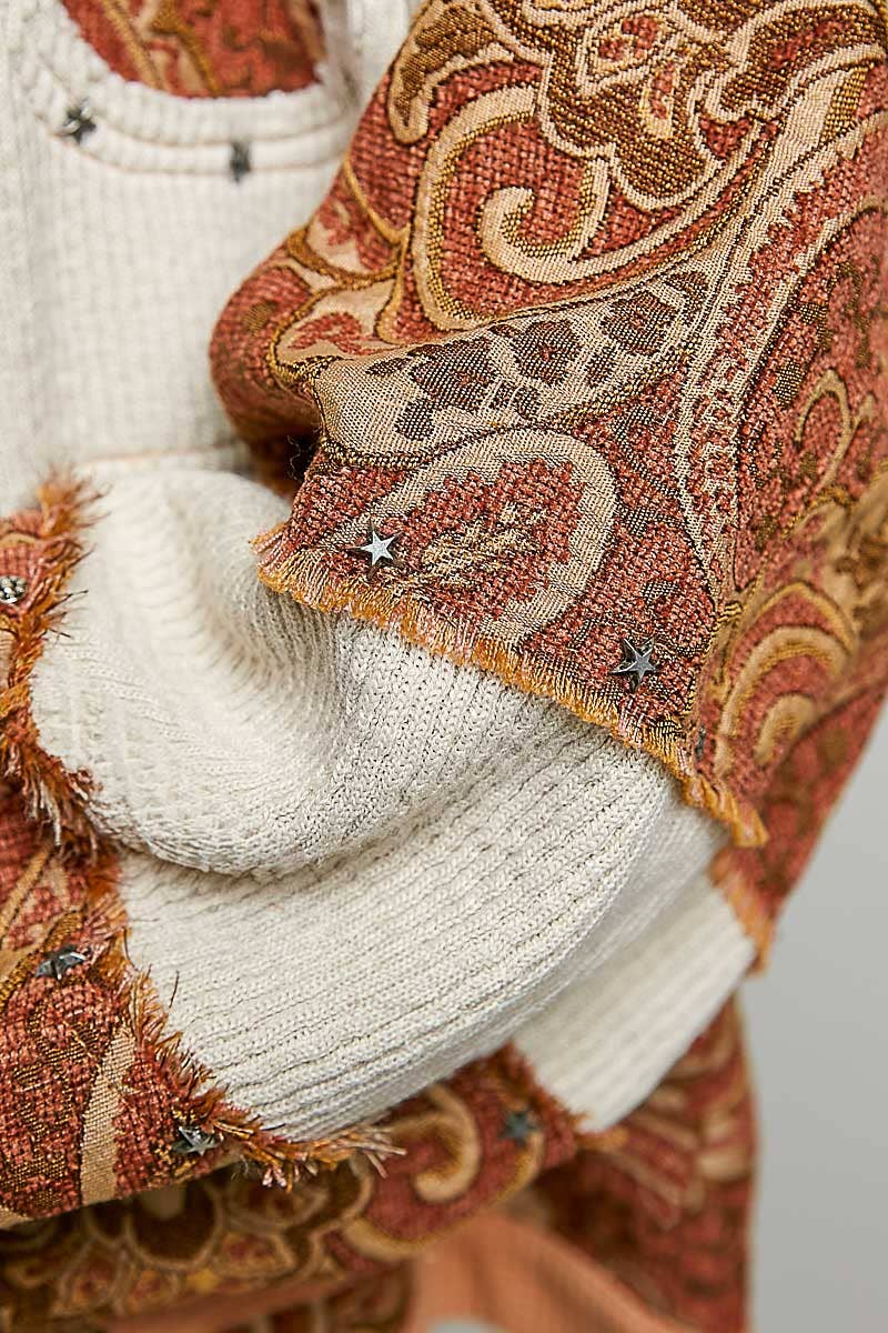 Jacquard Stud Detail Knit Jacket