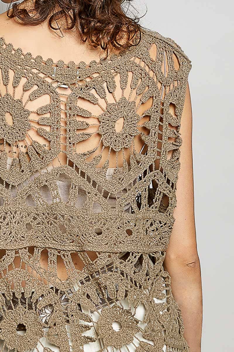 Bohemian Crochet Relaxed Sleeveless Top