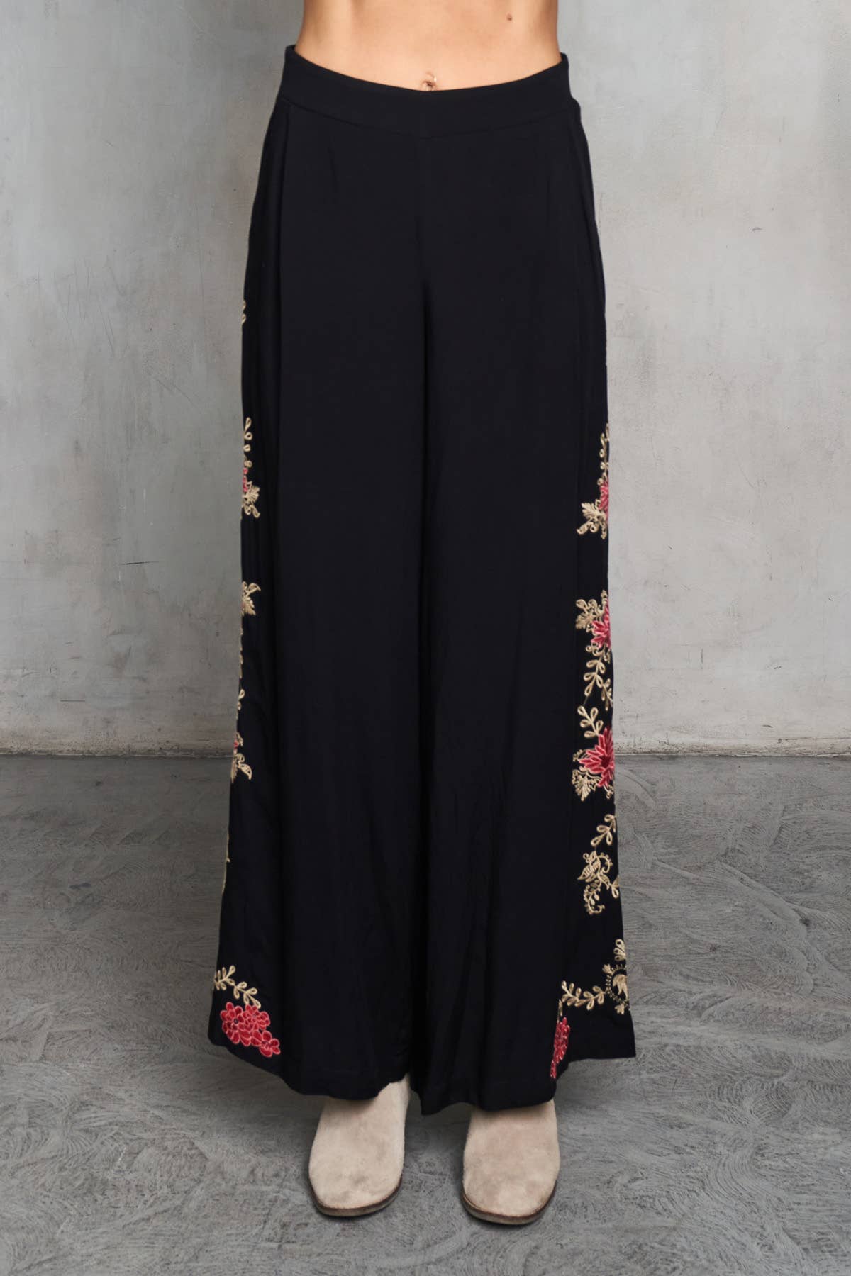 Viscose Embroidered Pull-On Flared Pant 5781-MAP