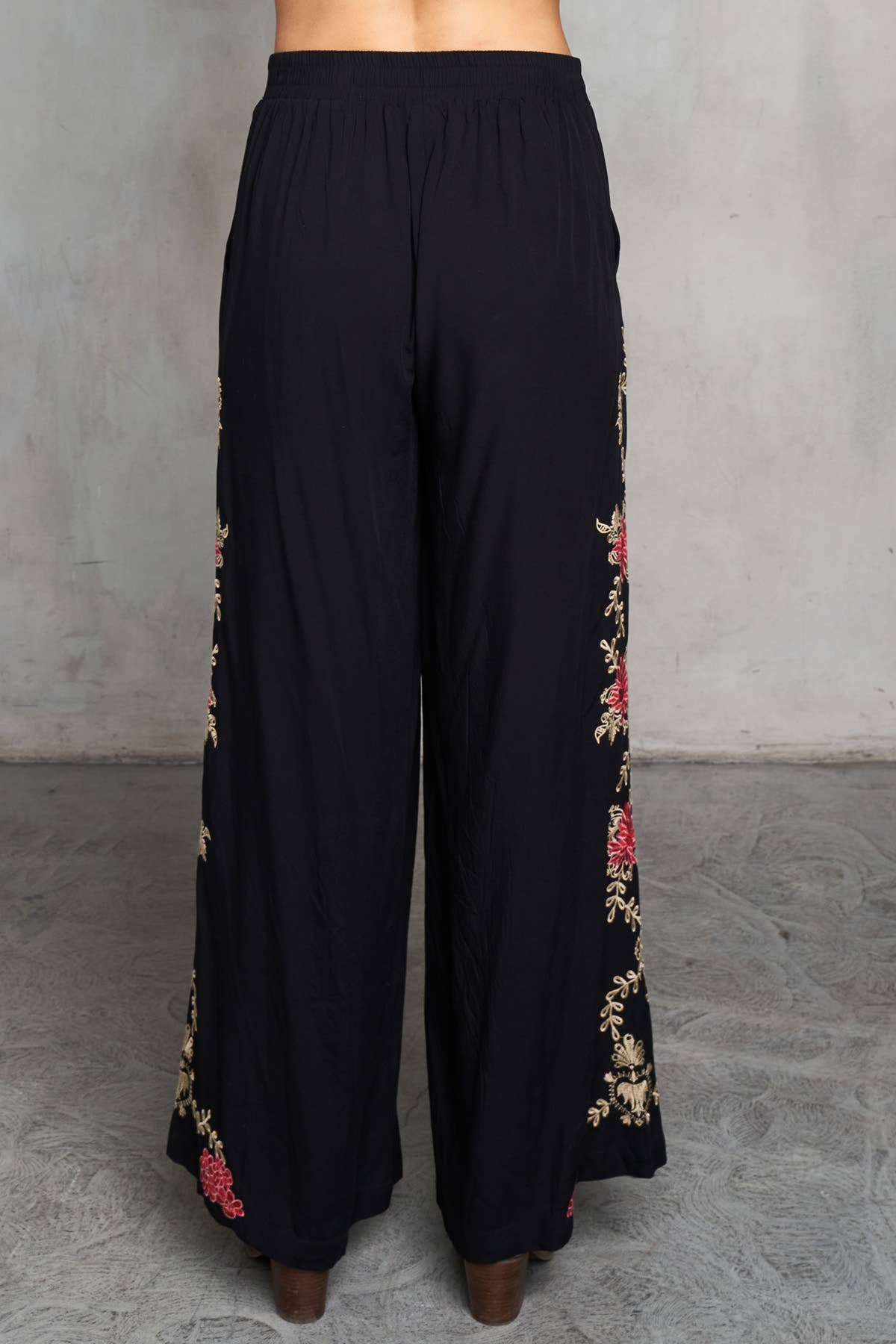 Viscose Embroidered Pull-On Flared Pant 5781-MAP