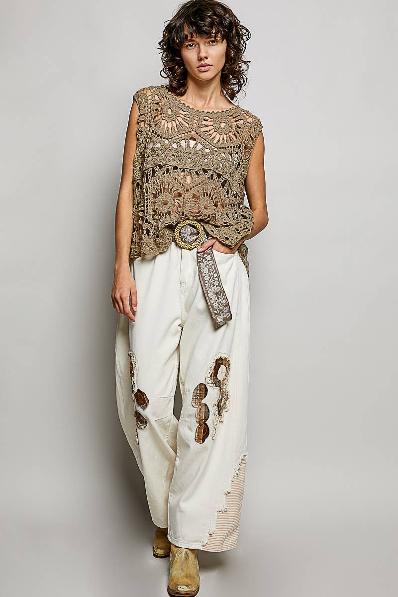 Bohemian Crochet Relaxed Sleeveless Top