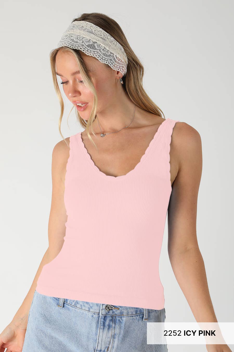 Reversible Scallop Edge Tank Top