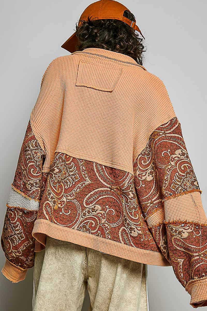 Jacquard Stud Detail Knit Jacket