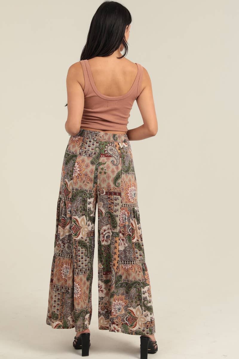 WIDE LEG PANTS WITH LACE INSERTS