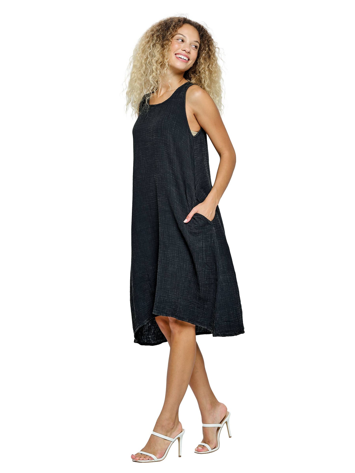 Boho Vintage Washed Crinkle Dress