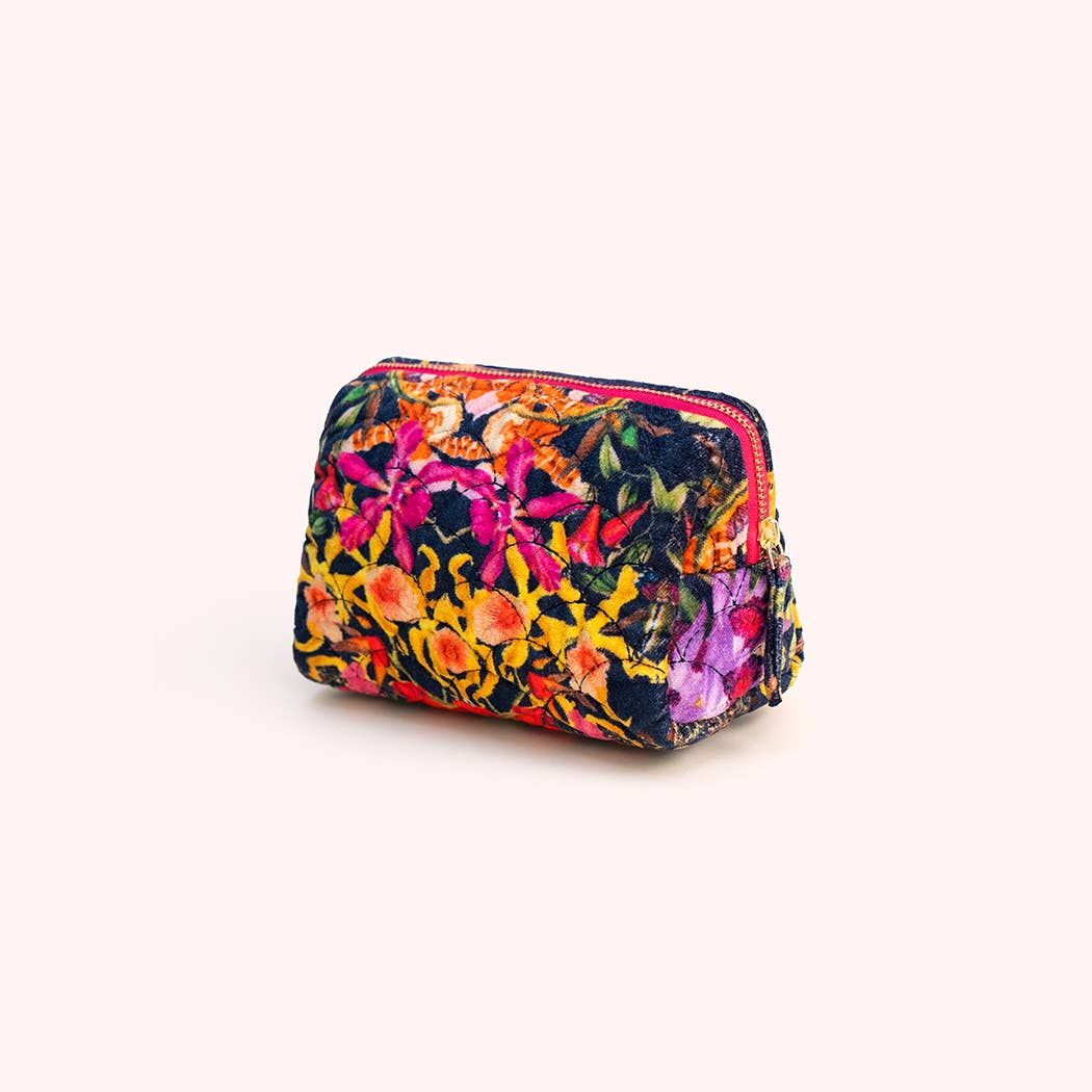 Botanical Kaleidoscope Quilted Velvet Vanity Bag