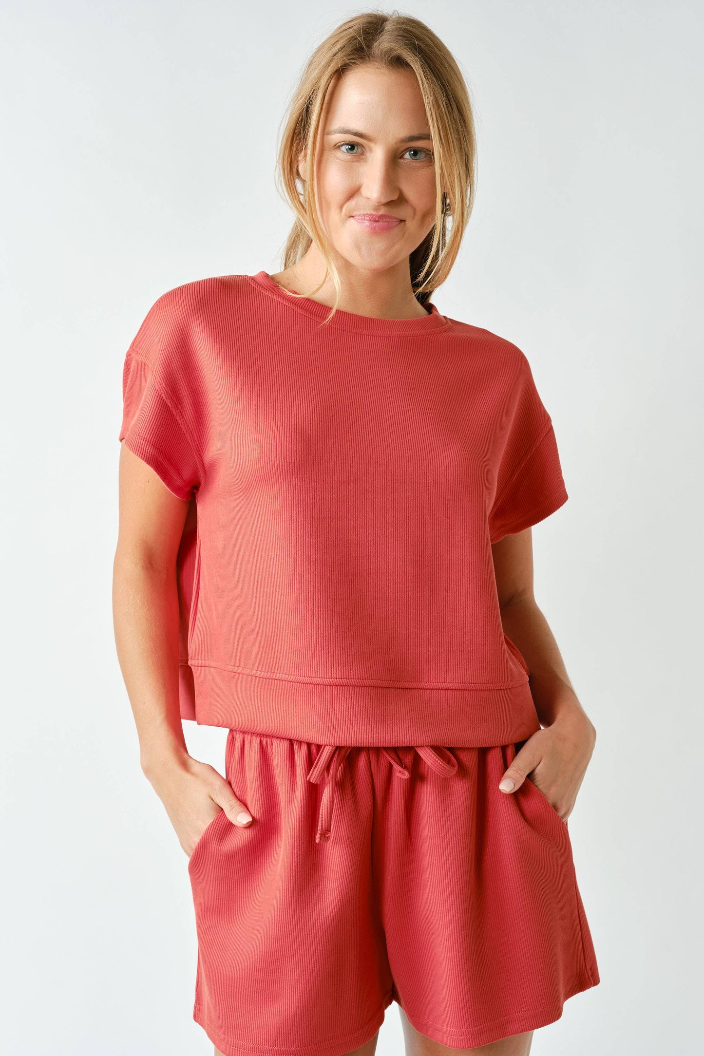 Luxe Sand Wash Rib Classic Tee Set