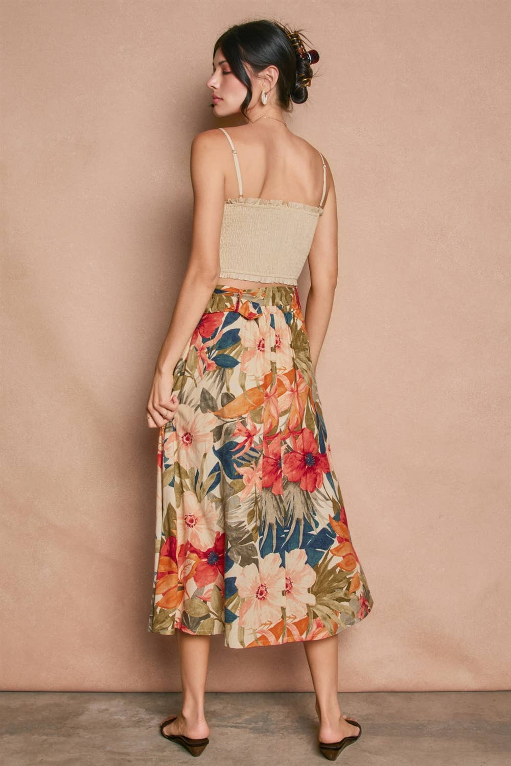 Countryside Bird Buckled A Line Midi Skirt