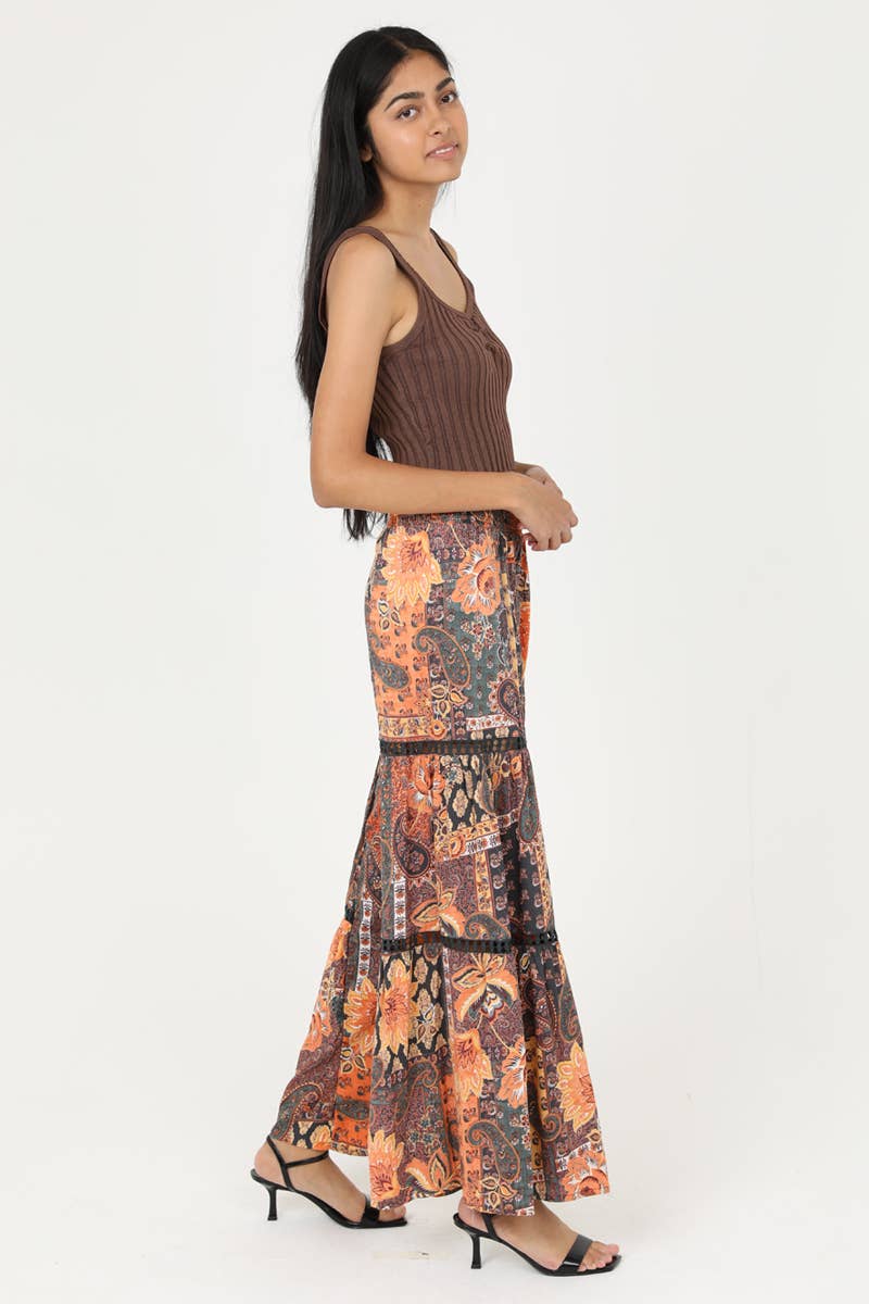 WIDE LEG PANTS WITH LACE INSERTS