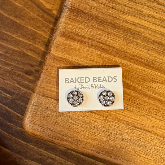 BAKED BEADS AUSTRIAN CRYSTAL POST EARRINGS