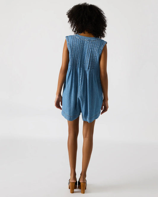 STEVE MADDEN MOON SHADOW DENIM ROMPER