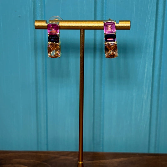 TRIPLE GEM EARRING