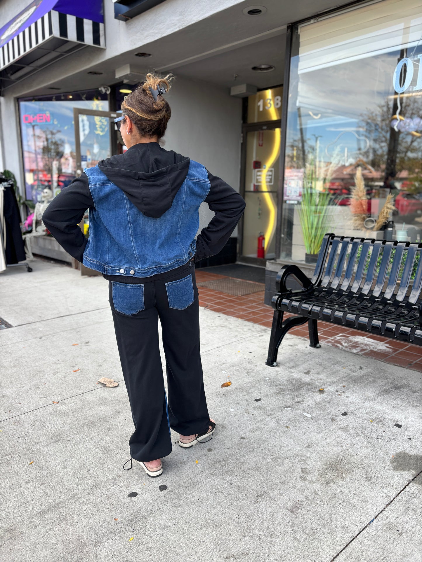 TRACTR JEANS DENIM FRENCH TERRY COMBO JOGGERS