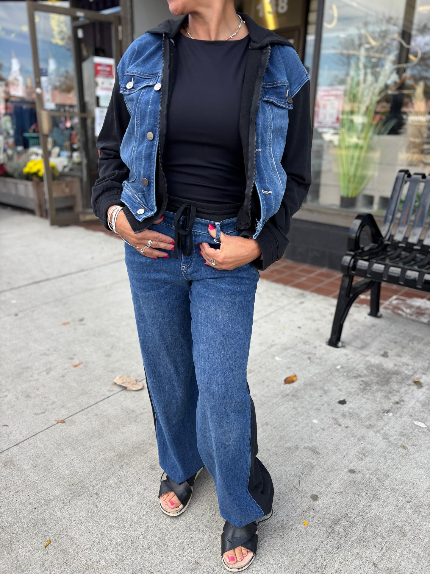 TRACTR JEANS DENIM FRENCH TERRY COMBO JOGGERS