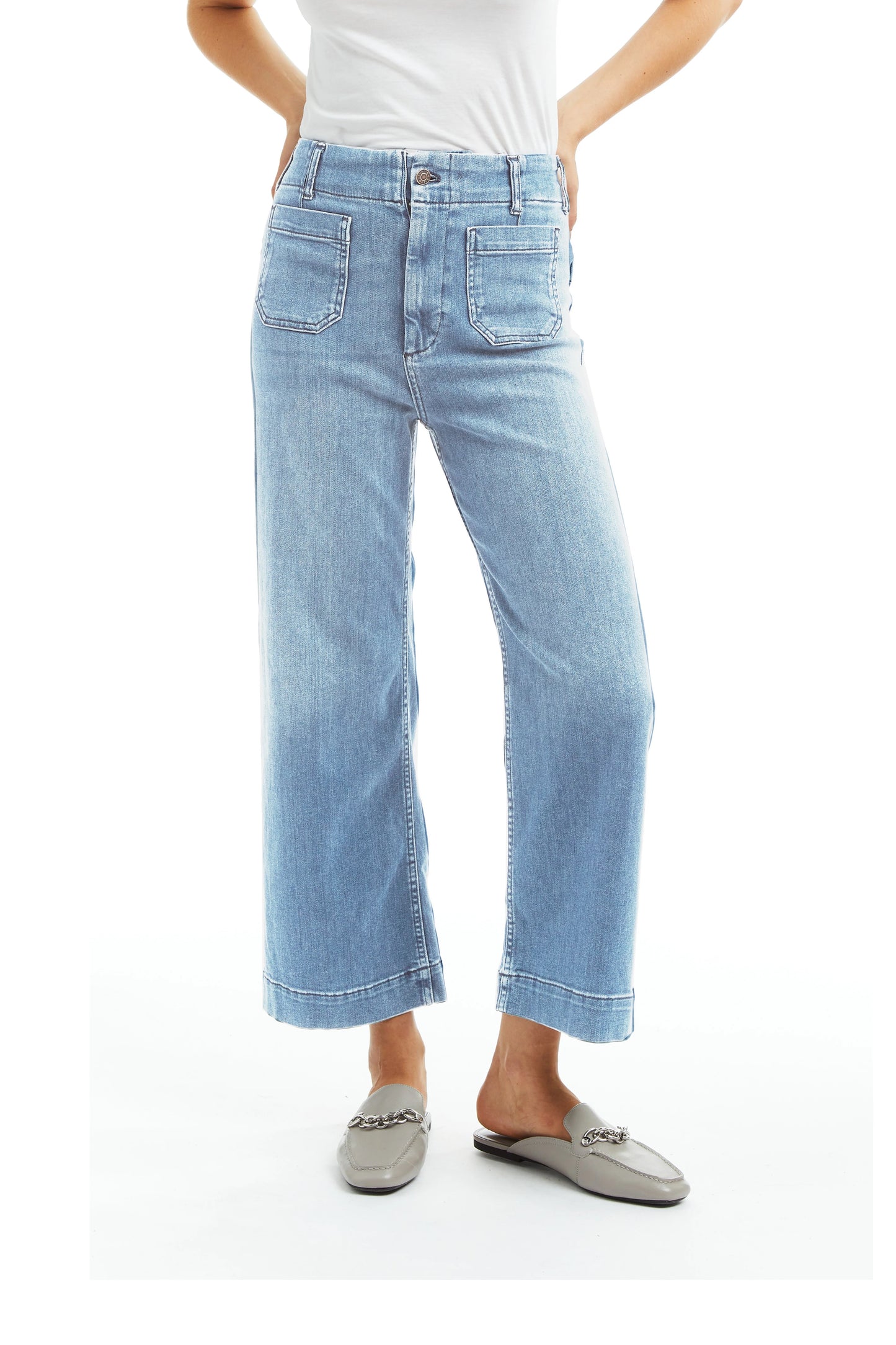 TRACTR PATCH POCKET WIDE LEG JEANS