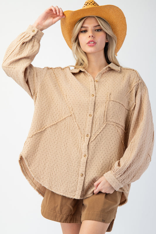 SET THE VIBES BUTTON DOWN SHIRT