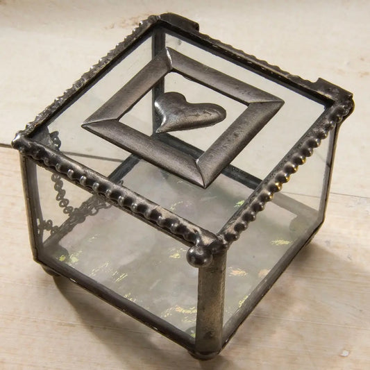 STAINED GLASS JEWELRY BOX WITH HEART