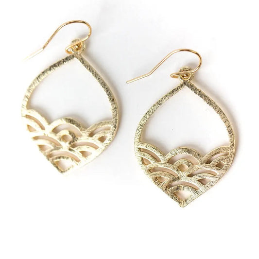 ANNE VAUGHAN BRUSHED GOLD POINTED EARRINGS