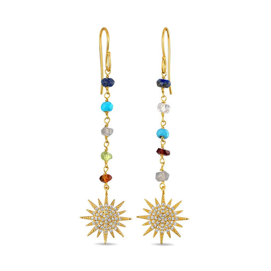 AMELIA ROSE SUNBURST RAINBOW DANGLE EARRINGS