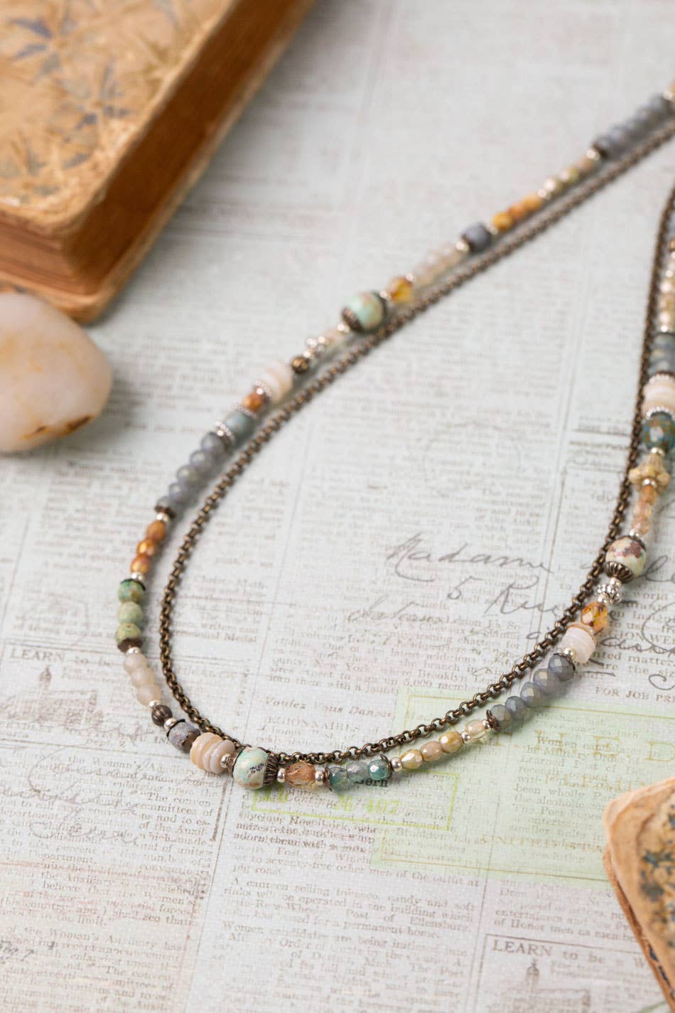 Wisdom Within 16.5-18.5" Crystal, Peruvian Turquoise, Czech