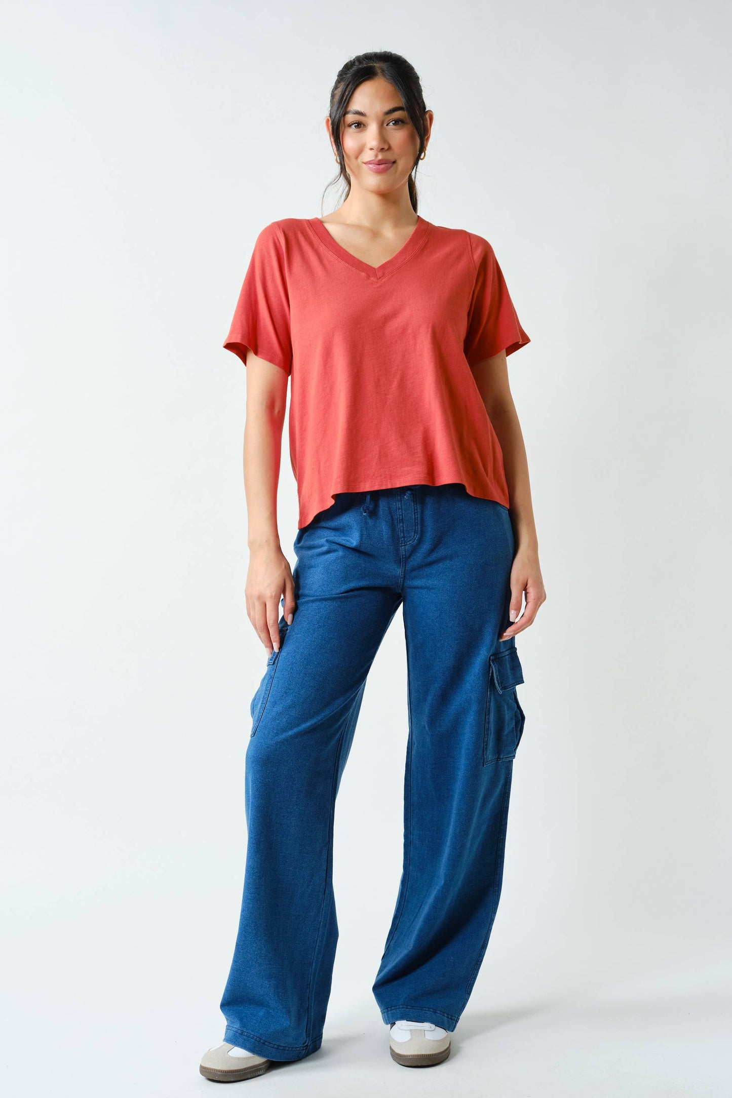 Pima Cotton Blend V-Neck Tee