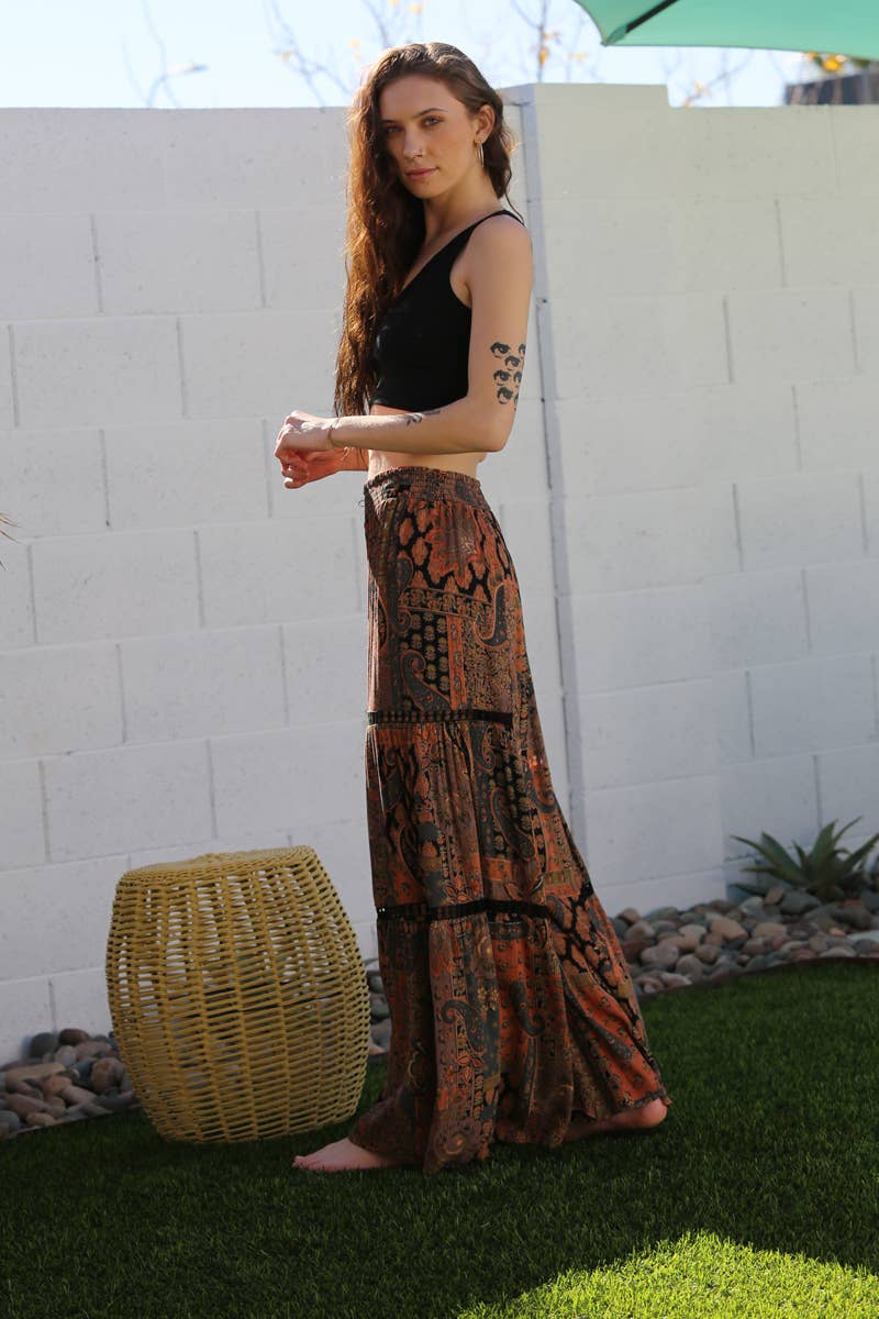 WIDE LEG PANTS WITH LACE INSERTS
