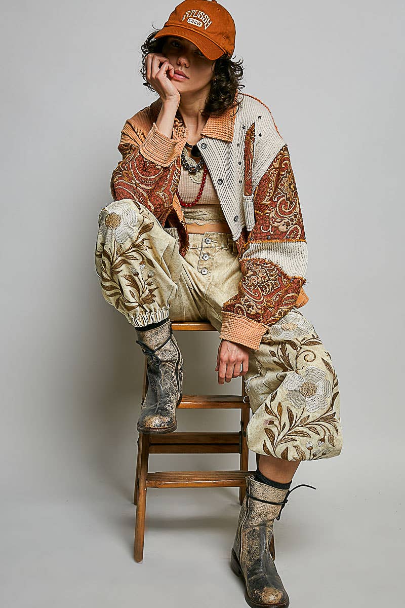 Jacquard Stud Detail Knit Jacket