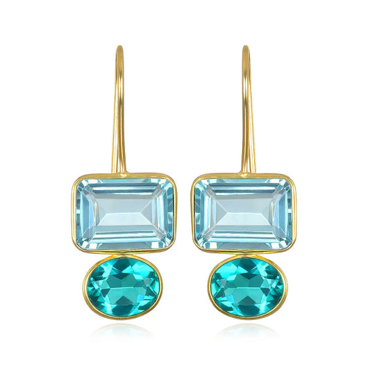 VALENCIA EARRINGS-SKY BLUE & TEAL GOLD