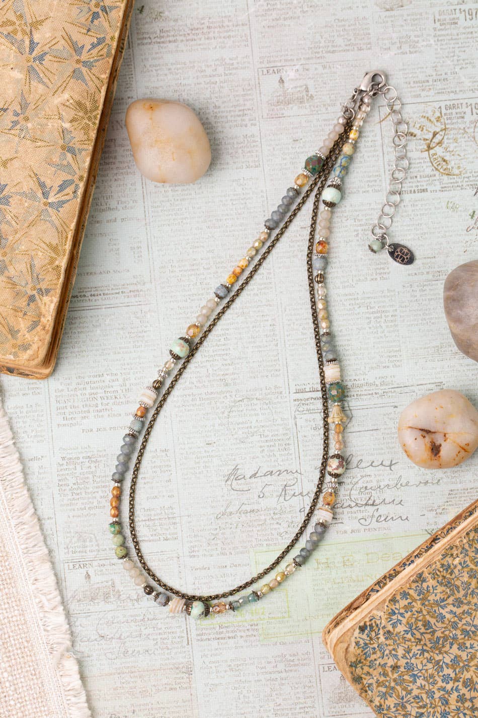 Wisdom Within 16.5-18.5" Crystal, Peruvian Turquoise, Czech
