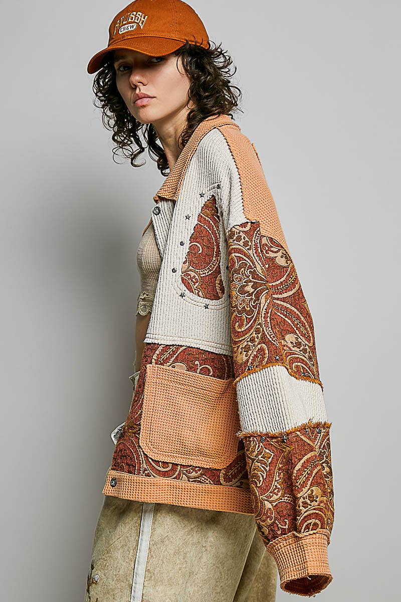 Jacquard Stud Detail Knit Jacket