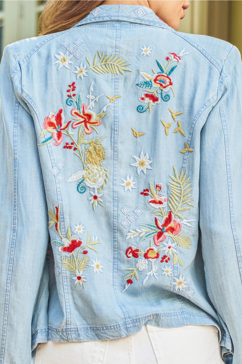 Embroidered Denim Tencel Jacket