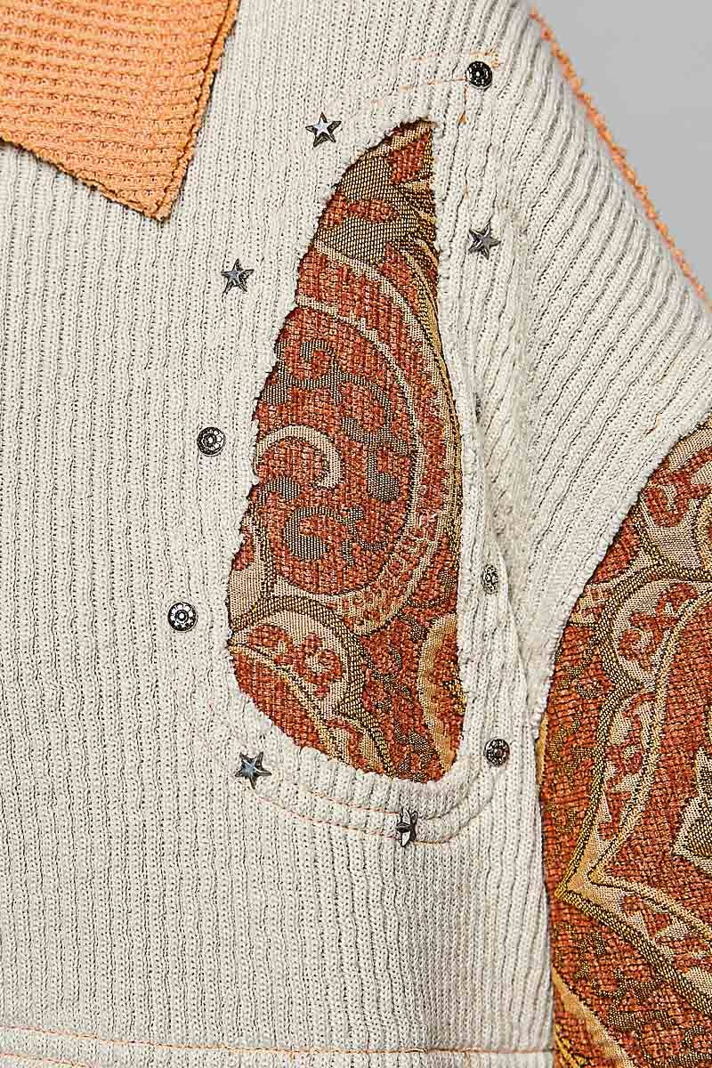 Jacquard Stud Detail Knit Jacket